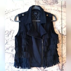 Black Fringe Vest by MADISON MICHELLE
